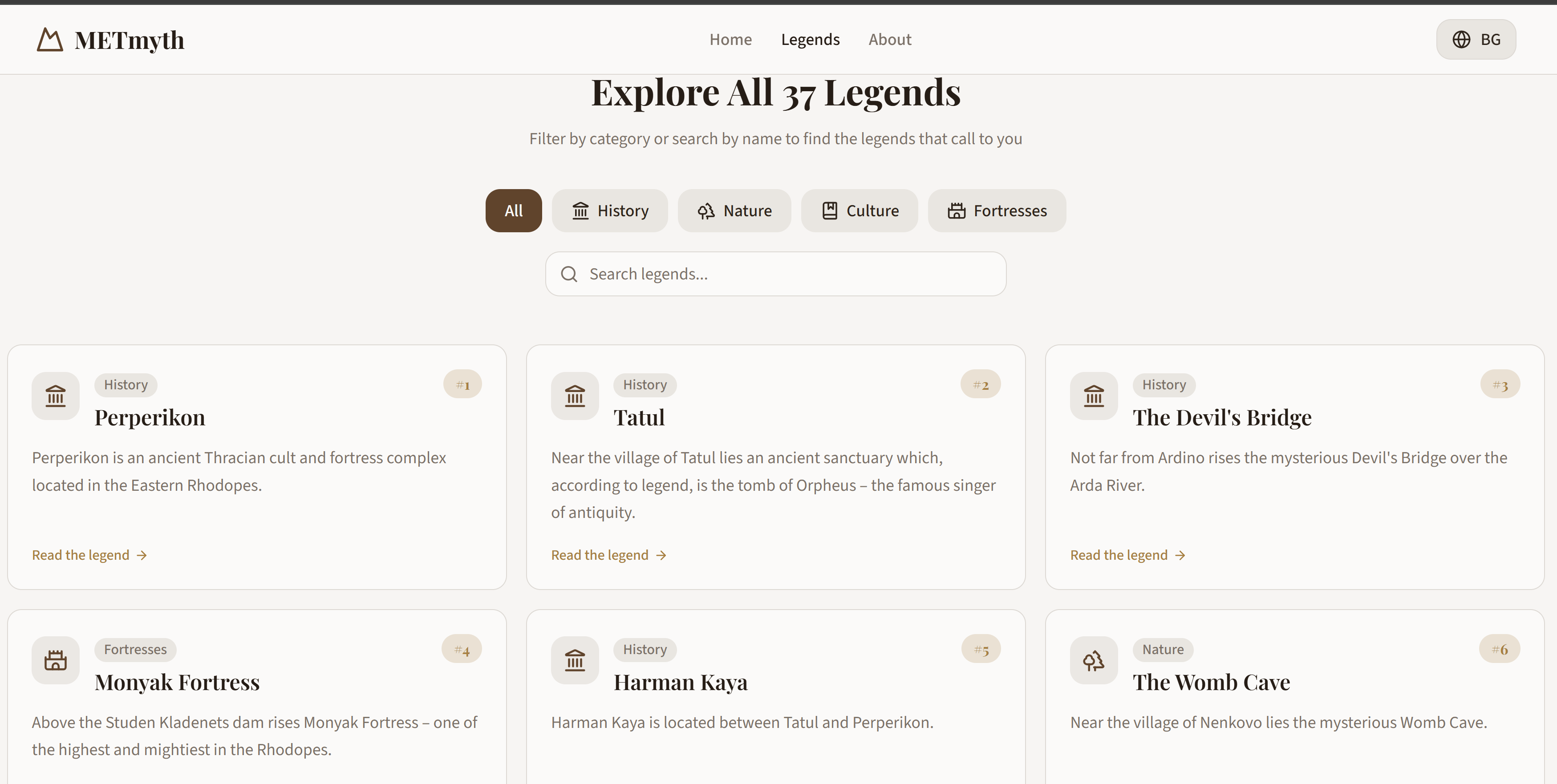 METmyth Interactive Legends Platform